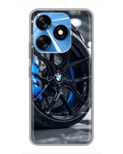 Чехол для TECNO Spark 10 с картинкой «Колесо BMW вблизи»