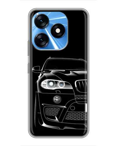 Чехол для TECNO Spark 10 с картинкой «Темный силуэт BMW»