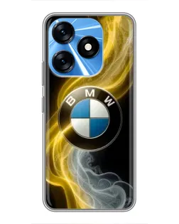 Чехол для TECNO Spark 10 с картинкой «Золотистый дым BMW»