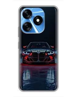Чехол для TECNO Spark 10 с картинкой «BMW на мокрой дороге»