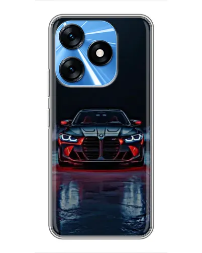 Чехол для TECNO Spark 10 с картинкой «BMW на мокрой дороге»
