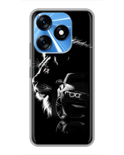 Чехол для TECNO Spark 10 с картинкой «BMW и лев»