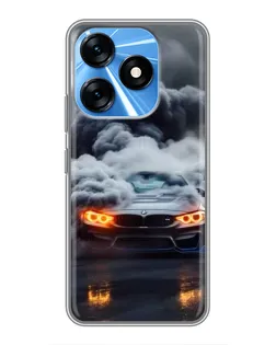 Чехол для TECNO Spark 10 с картинкой «BMW в дыму»