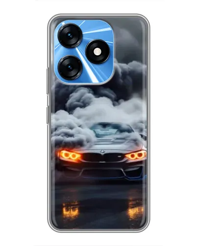Чехол для TECNO Spark 10 с картинкой «BMW в дыму»