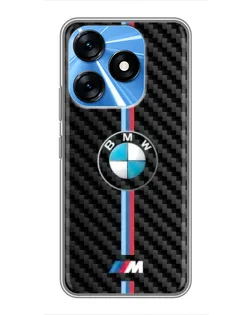 Чехол для TECNO Spark 10 с картинкой «Эмблема BMW и карбон»
