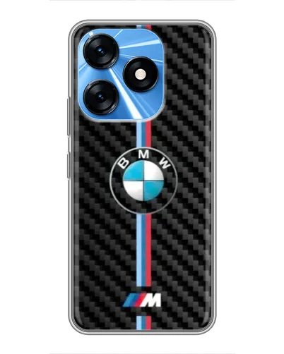 Чехол для TECNO Spark 10 с картинкой «Эмблема BMW и карбон»