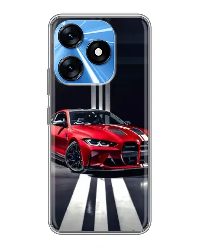 Чехол для TECNO Spark 10 с картинкой «Красная BMW на дороге»