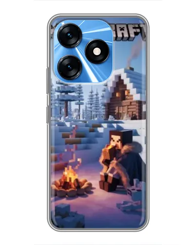 Чохол для TECNO Spark 10 з картинкою «Зимовий Minecraft»
