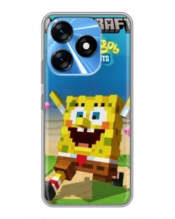 Чохол для TECNO Spark 10 з картинкою «Губка Боб Minecraft»