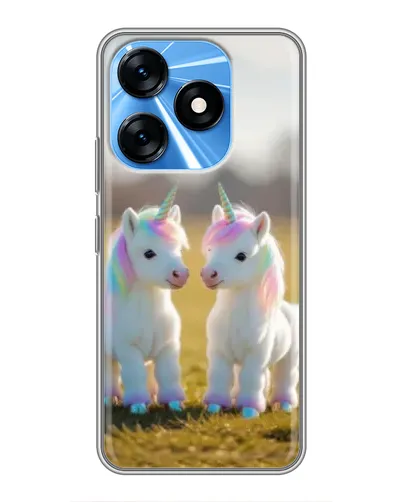 Чехол для TECNO Spark 10 с картинкой «Пара единорогов»