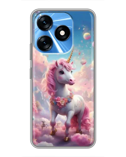 Чехол для TECNO Spark 10 с картинкой «Единорог среди облаков»