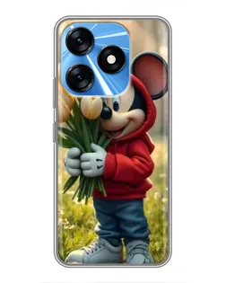 Чехол для TECNO Spark 10 с картинкой «Микки с тюльпанами» Чехол для TECNO Spark 10 с картинкой «Микки с тюльпанами»