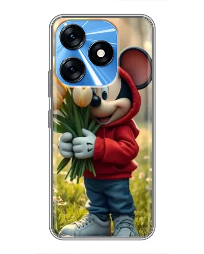 Чехол для TECNO Spark 10 с картинкой «Микки с тюльпанами»