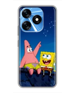 Чехол для TECNO Spark 10 с картинкой «Губка Боб и Патрик ночью» Чехол для TECNO Spark 10 с картинкой «Губка Боб и Патрик ночью»