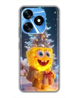 Чехол для TECNO Spark 10 с картинкой «Рождественский Спанч Боб» Чехол для TECNO Spark 10 с картинкой «Рождественский Спанч Боб»