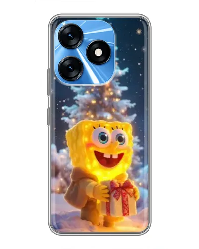 Чехол для TECNO Spark 10 с картинкой «Рождественский Спанч Боб»