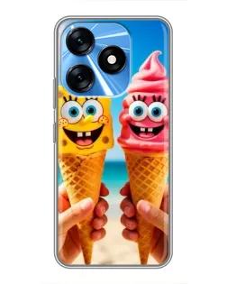 Чехол для TECNO Spark 10 с картинкой «Спанч Боб мороженое» Чехол для TECNO Spark 10 с картинкой «Спанч Боб мороженое»