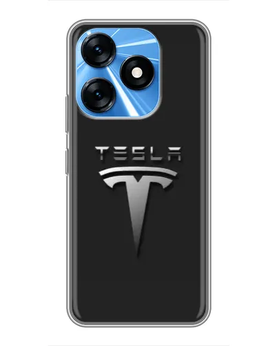 Чехол для TECNO Spark 10 с картинкой «Стальной логотип Tesla» Чехол для TECNO Spark 10 с картинкой «Стальной логотип Tesla»