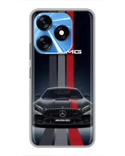 Чехол для TECNO Spark 10 с картинкой «Mercedes — белый карбон»