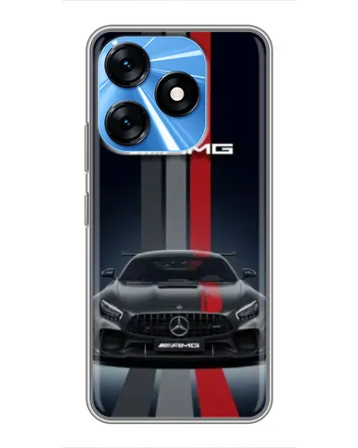 Чехол для TECNO Spark 10 с картинкой «Mercedes — белый карбон»