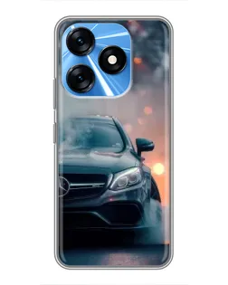 Чехол для TECNO Spark 10 с картинкой «Mercedes — ночной город»
