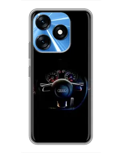 Чехол для TECNO Spark 10 с картинкой «Салон Audi — руль»