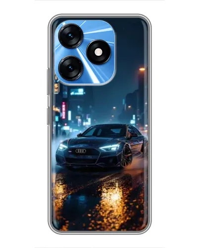 Чехол для TECNO Spark 10 с картинкой «Ночной город и Audi» Чехол для TECNO Spark 10 с картинкой «Ночной город и Audi»