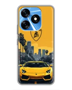 Чехол для TECNO Spark 10 с картинкой «Желтый Lamborghini город» Чехол для TECNO Spark 10 с картинкой «Желтый Lamborghini город»