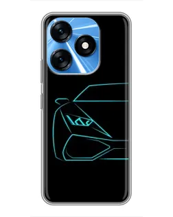 Чехол для TECNO Spark 10 с картинкой «Голубой силуэт Lamborghini» Чехол для TECNO Spark 10 с картинкой «Голубой силуэт Lamborghini»