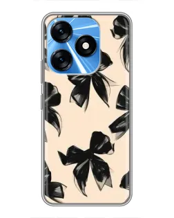 Чехол для TECNO Spark 10 с картинкой «Паттерн черные банты» Чехол для TECNO Spark 10 с картинкой «Паттерн черные банты»