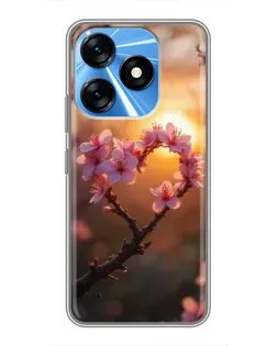 Чохол для TECNO Spark 10 з картинкою «Рожевий цвіт сердечко на тлі заходу» Чохол для TECNO Spark 10 з картинкою «Рожевий цвіт сердечко на тлі заходу»