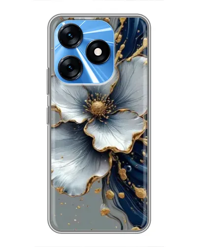 Чехол для TECNO Spark 10 с картинкой «Белый цветок и золотой флюид» Чехол для TECNO Spark 10 с картинкой «Белый цветок и золотой флюид»