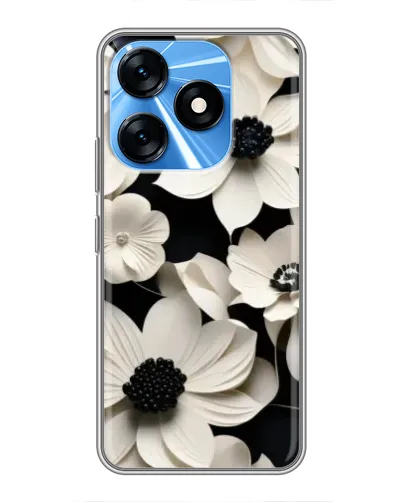 Чехол для TECNO Spark 10 с картинкой «Объемные белые цветы» Чехол для TECNO Spark 10 с картинкой «Объемные белые цветы»