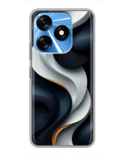 Чехол для TECNO Spark 10 с картинкой «Объемные черно-белые ленты» Чехол для TECNO Spark 10 с картинкой «Объемные черно-белые ленты»