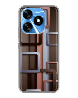 Чехол для TECNO Spark 10 с картинкой «Коричневые объемные квадраты» Чехол для TECNO Spark 10 с картинкой «Коричневые объемные квадраты»