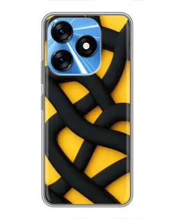 Чехол для TECNO Spark 10 с картинкой «Черное желтое переплетение» Чехол для TECNO Spark 10 с картинкой «Черное желтое переплетение»