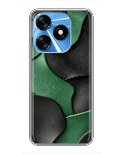Чехол для TECNO Spark 10 с картинкой «Зеленые кожаные волны» Чехол для TECNO Spark 10 с картинкой «Зеленые кожаные волны»