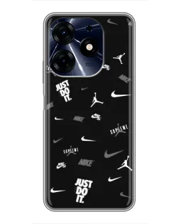 Чехол для TECNO Spark 10c с картинкой «Nike Black Pattern»