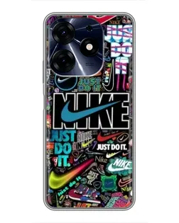 Чехол для TECNO Spark 10c с картинкой «Яркий коллаж Nike»