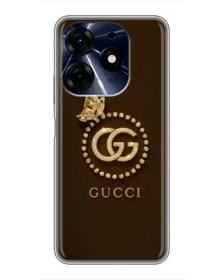 Чехол для TECNO Spark 10c с картинкой «Gucci — золотая бабочка»