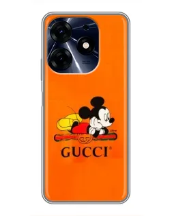 Чехол для TECNO Spark 10c с картинкой «Микки Маус Gucci — оранж»