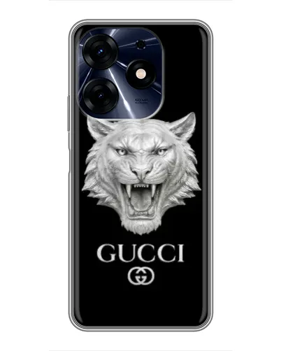 Чехол для TECNO Spark 10c с картинкой «Gucci — серебряный лев» Чехол для TECNO Spark 10c с картинкой «Gucci — серебряный лев»