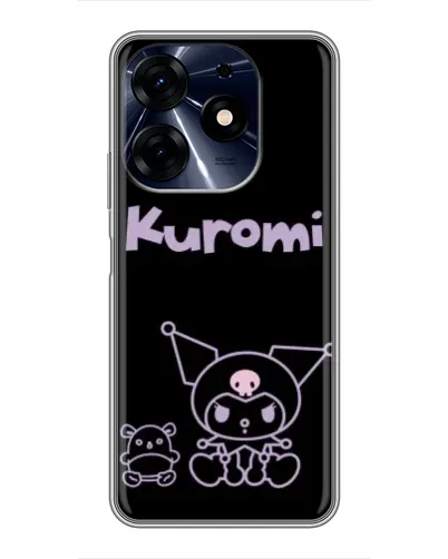 Чехол для TECNO Spark 10c с картинкой «Kuromi — черный минимализм»