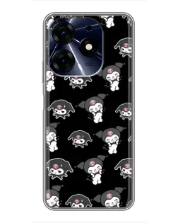 Чехол для TECNO Spark 10c с картинкой «Черный паттерн Kuromi»