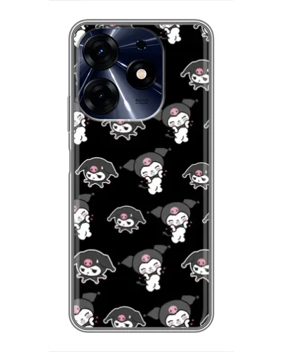 Чехол для TECNO Spark 10c с картинкой «Черный паттерн Kuromi»