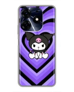Чехол для TECNO Spark 10c с картинкой «Kuromi и фиолетовые сердца»