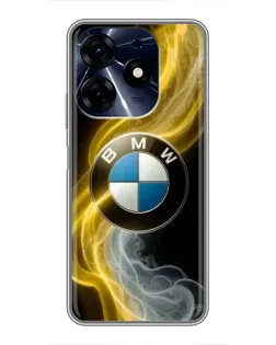 Чехол для TECNO Spark 10c с картинкой «Золотистый дым BMW»