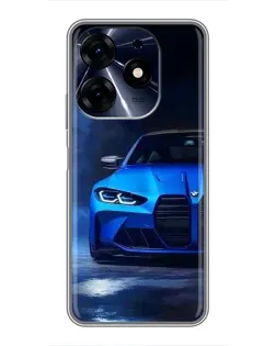 Чехол для TECNO Spark 10c с картинкой «Голубая BMW M4»