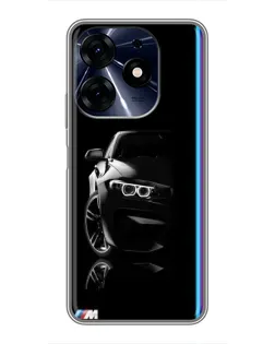 Чехол для TECNO Spark 10c с картинкой «Силуэт BMW в темноте»