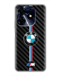 Чехол для TECNO Spark 10c с картинкой «Эмблема BMW и карбон»